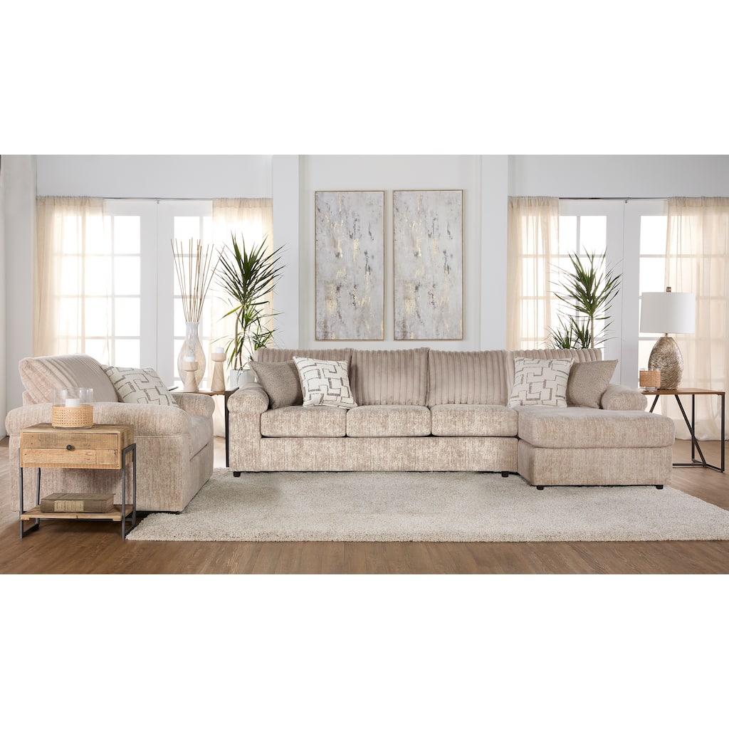 Roundhill Furniture Nason Wide Wale Corduroy Sectional Sofa Chaise with Armchair