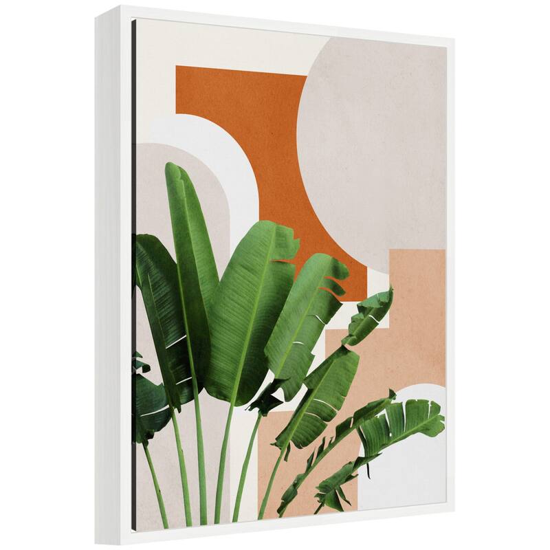 Kate and Laurel Sylvie Abstract Botanical 1 Leaves Framed Canvas by July Art Prints - 18x24
