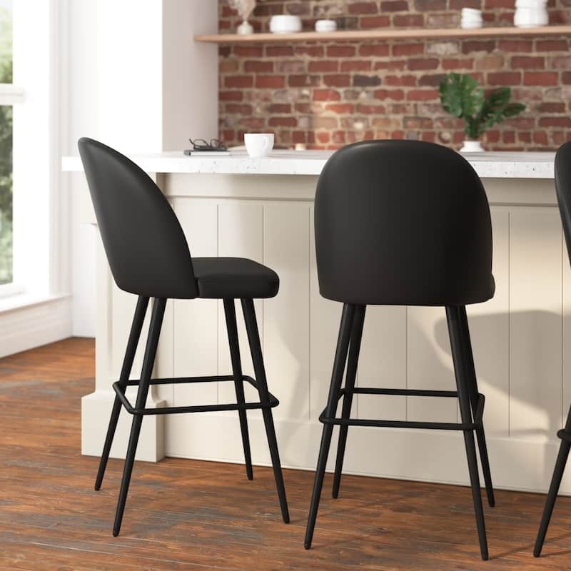 Set of 2 Upholstered Counter Stools with Steel Frames