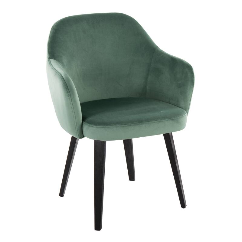 Porch & Den Beckett Dining Chair with Bent Wood Legs (Set of 2) - Green Velvet/Black Wood