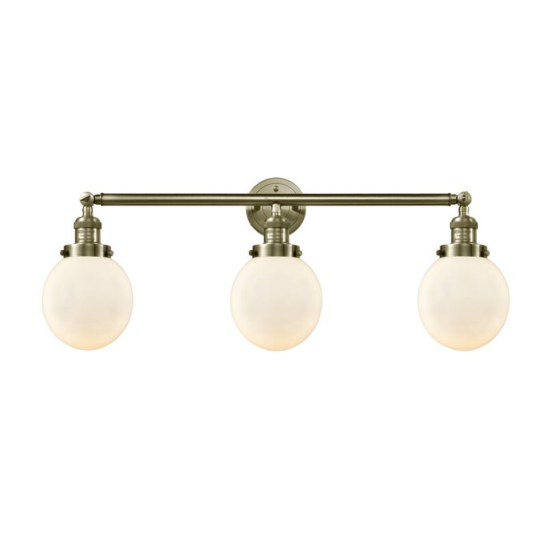 Innovations Lighting Beacon 3 Light 30" Wide Bathroom Vanity Light - Antique Brass / Matte White