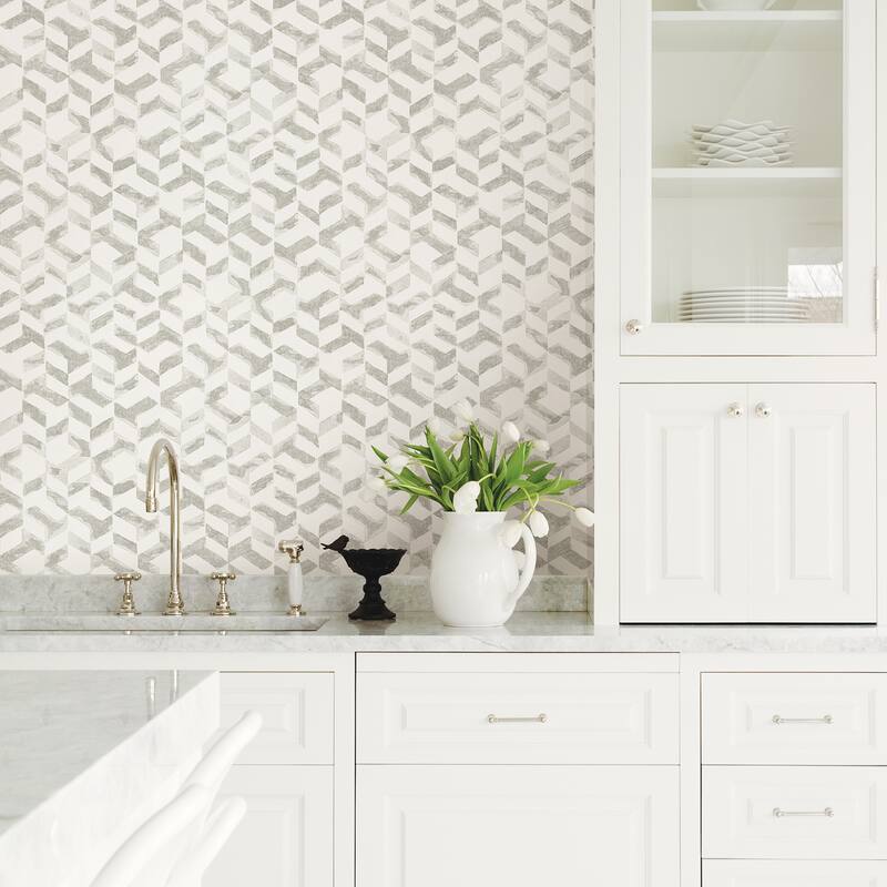 A-Street Prints Instep Pewter Abstract Geometric Wallpaper
