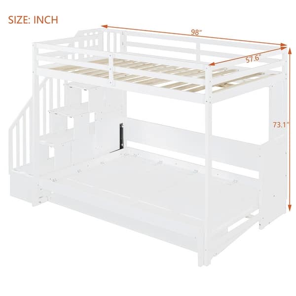 Full Over Full Size Murphy Bed with Hydraulic Lift & Desk Design