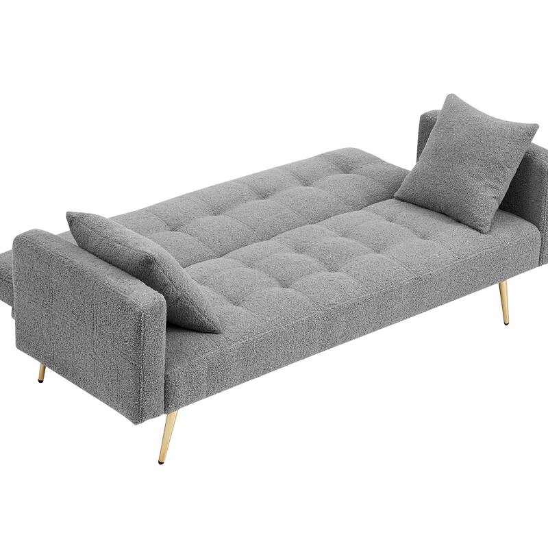71.7" Teddy Velvet Sofa Bed with Two Deluxe Cushions
