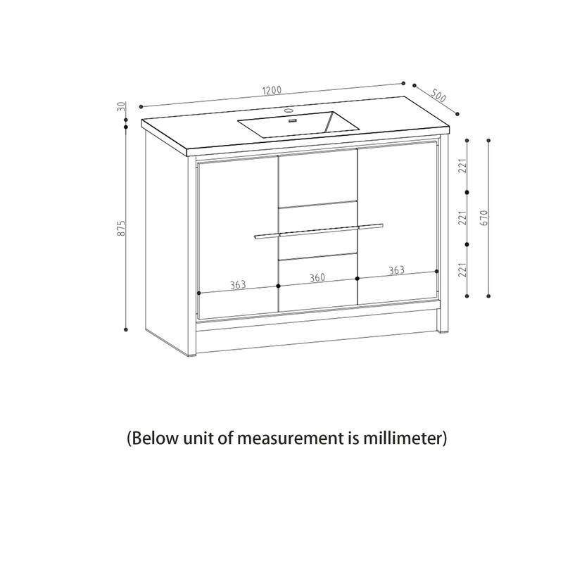 Freestanding Bathroom Vanity Set in Grey Oak with Integrated Solid Surface Sink