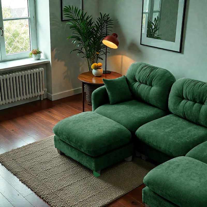 Loveseat Cloud Modular Sectional Sofa in Chenille Fabric, Tufted Backrest, Ergonomic Modern Couch for Living Room