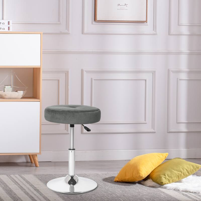 Adeco Makeup Vanity Stool Chair Round Ottoman Swivel Adjustable