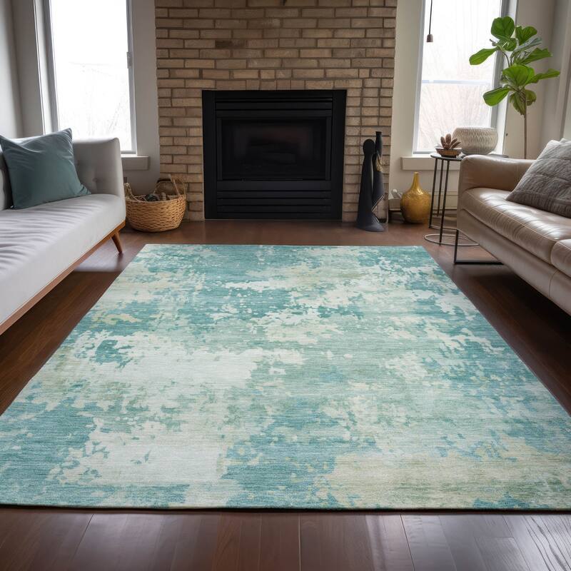 Machine Washable Indoor/Outdoor Contemporary Blend Chantille Rug