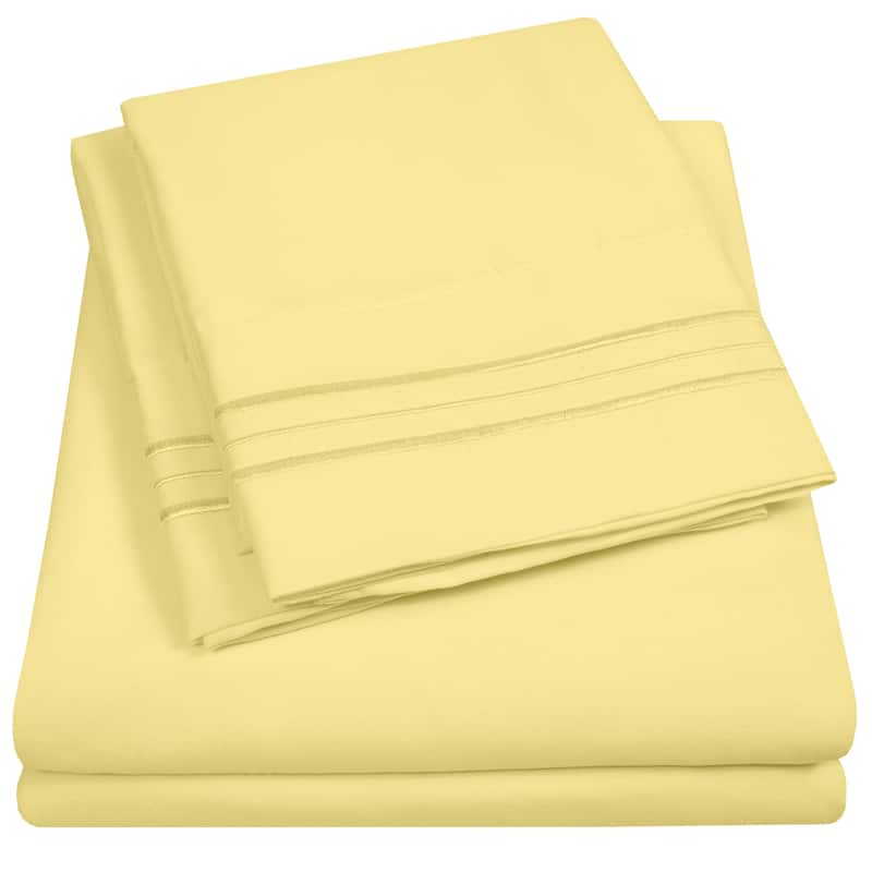 Brushed Microfiber RV Queen 4-Piece Bed Sheet Set - Pale Yellow