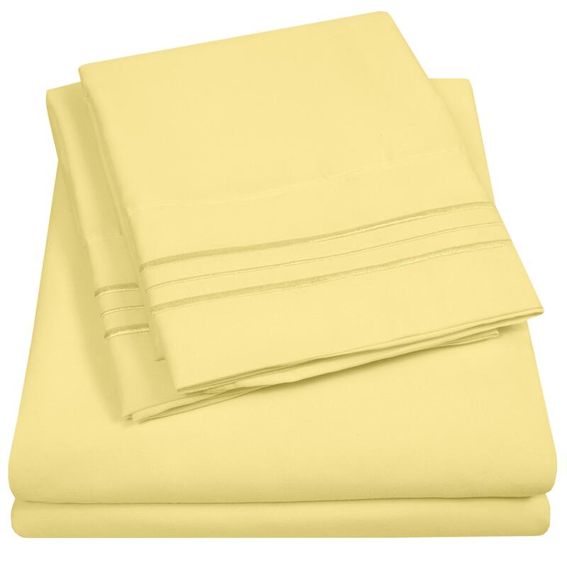 Deep Pocket Soft Microfiber 4-piece Solid Color Bed Sheet Set - Twin - Pale Yellow
