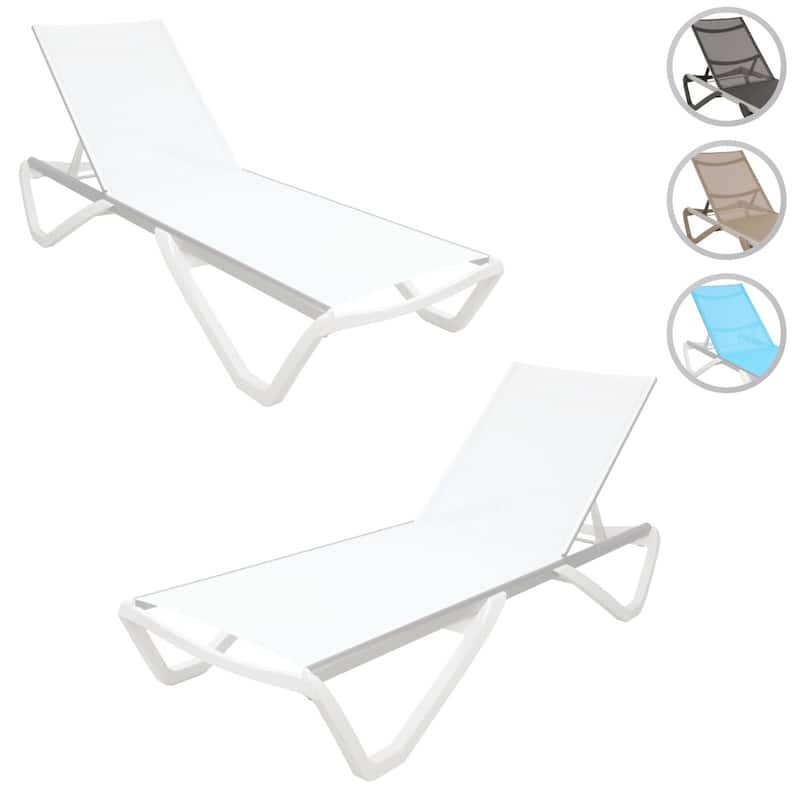 Furnish Theory Seabreeze Deck Patio Sunloungers Lounge Chairs Outdoor Chaise Lounges (Various Frame & Mesh Colors; Set of 2)