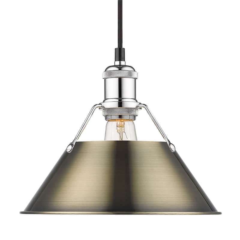 Yep by Golden Lighting Orwell 1-light 10in Pendant in Chrome and Aged Brass shade - Silver