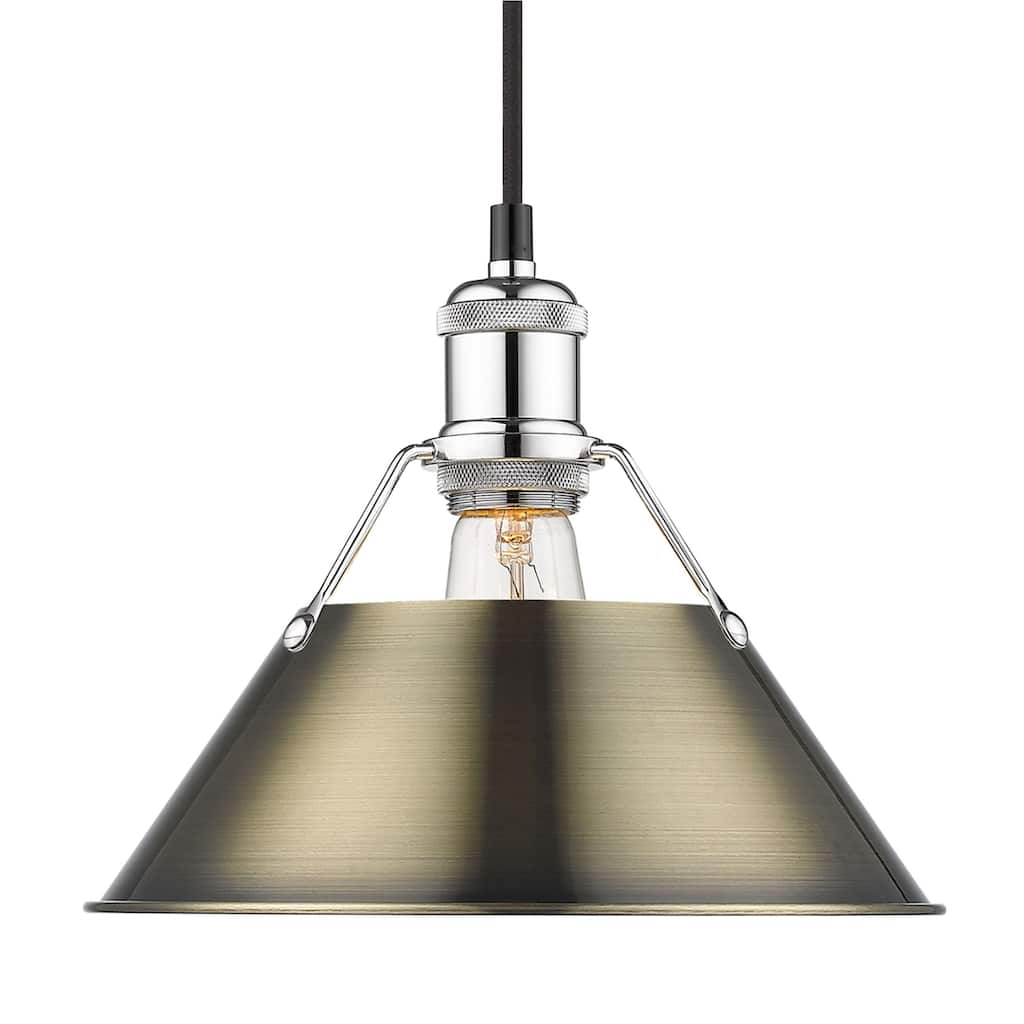 Yep by Golden Lighting Orwell 1-light 10in Pendant in Chrome and Aged Brass shade - Silver