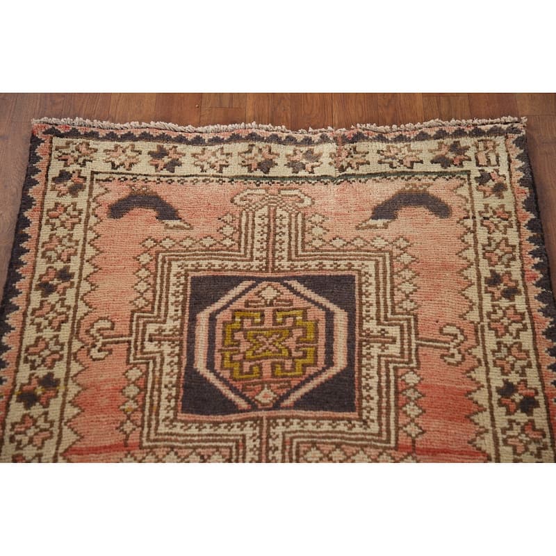 Gharajeh Persian Vintage Runner Rug Hand-knotted Wool Carpet - 2'10"x 10'6"