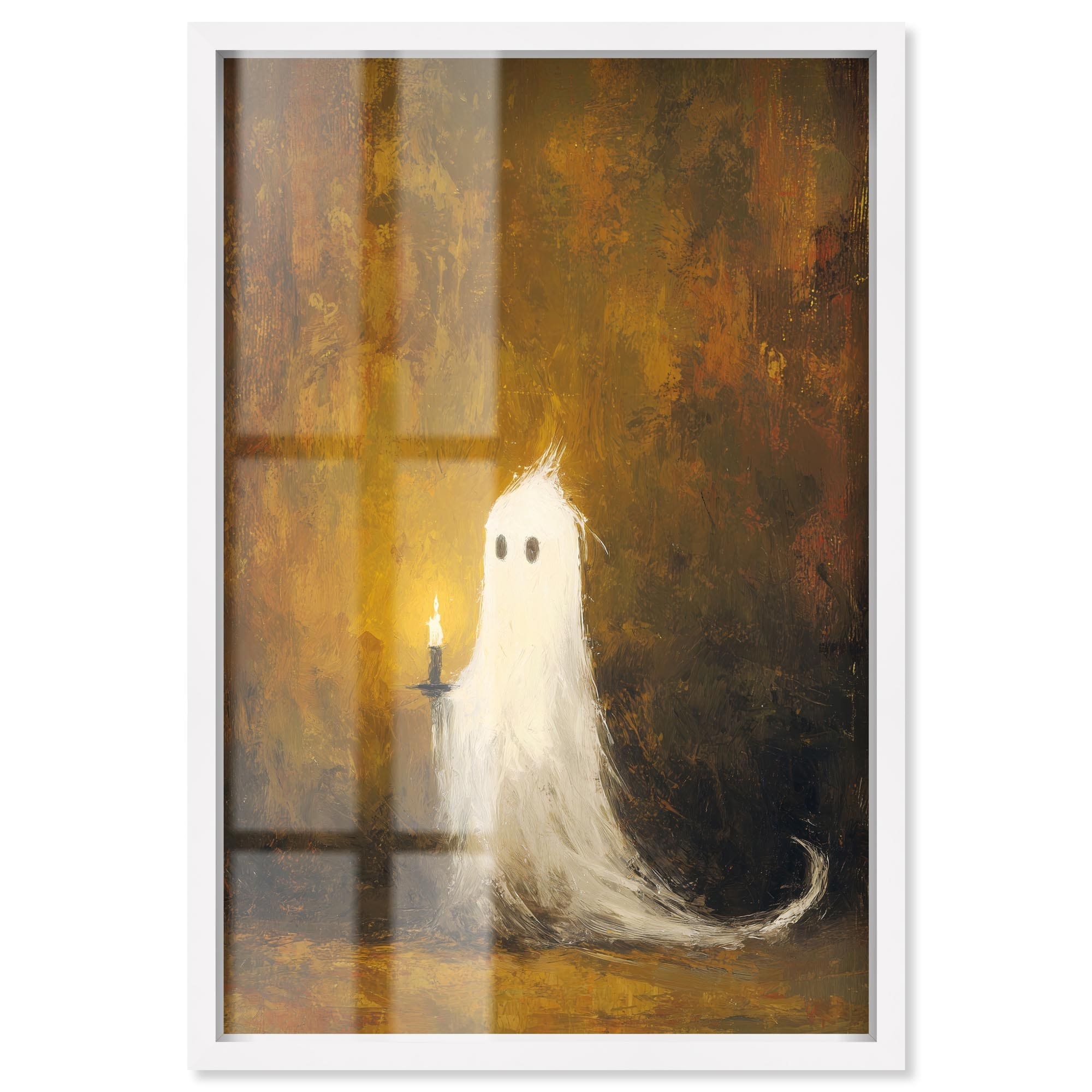 Candle Ghost Halloween Art Decor Shadowbox Print by Art Remedy