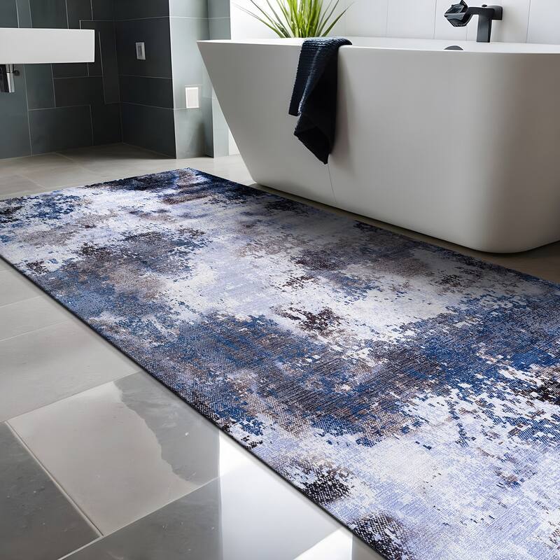 Beverly Rug Queen Abstract Non-Slip Rubber Back Washable Indoor Area Rug