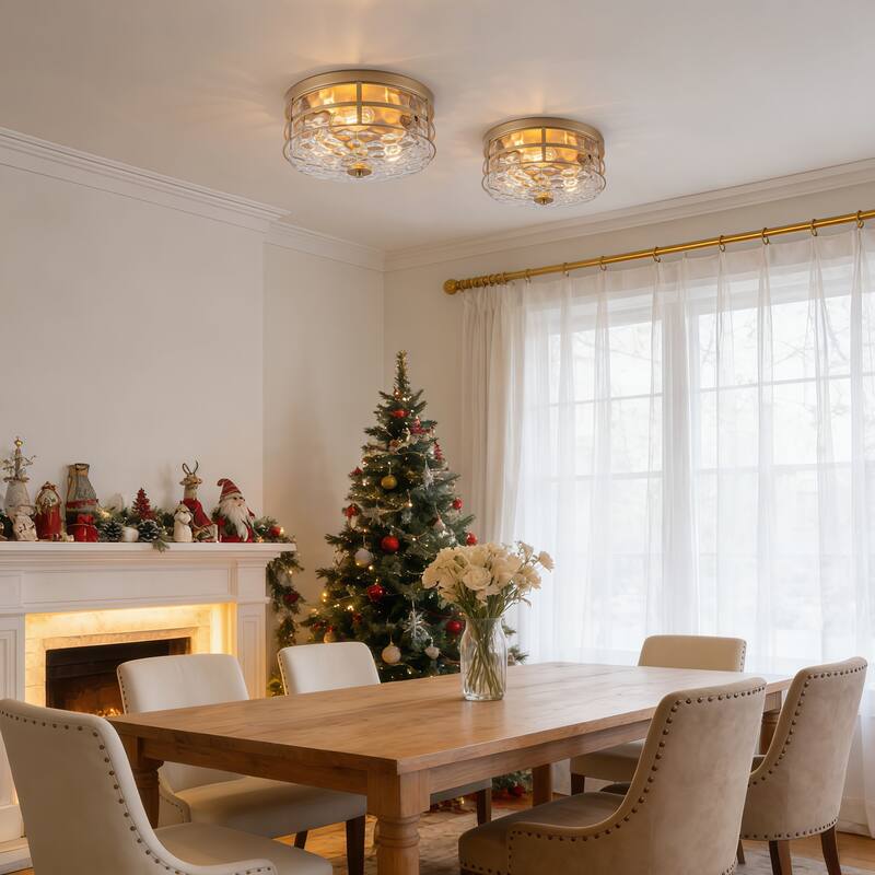 Starsky 3-Light Modern Clear Hammered Glass Flush Mount