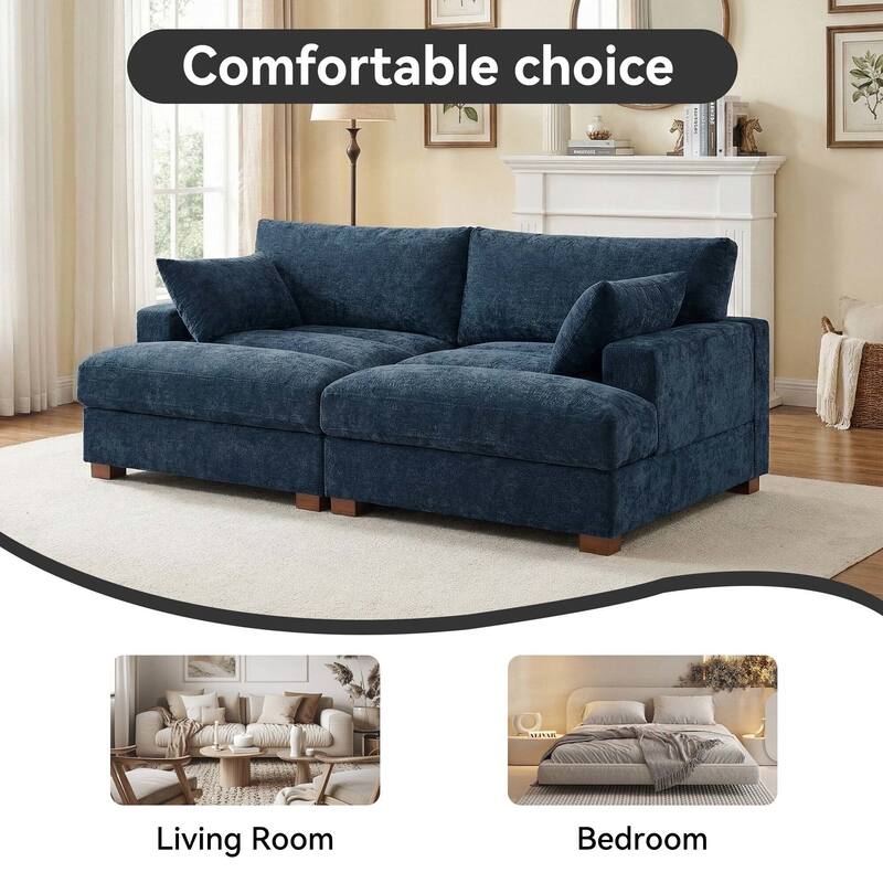 82.5"W Chenille Upholstered Sectional Modular Sofa With Chaise