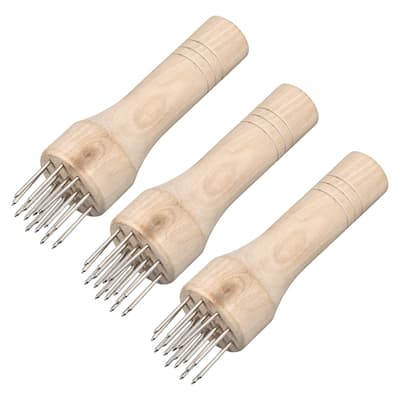 Stainless Steel Meat Tenderizer Needle with Wooden Handle, 3 Pack