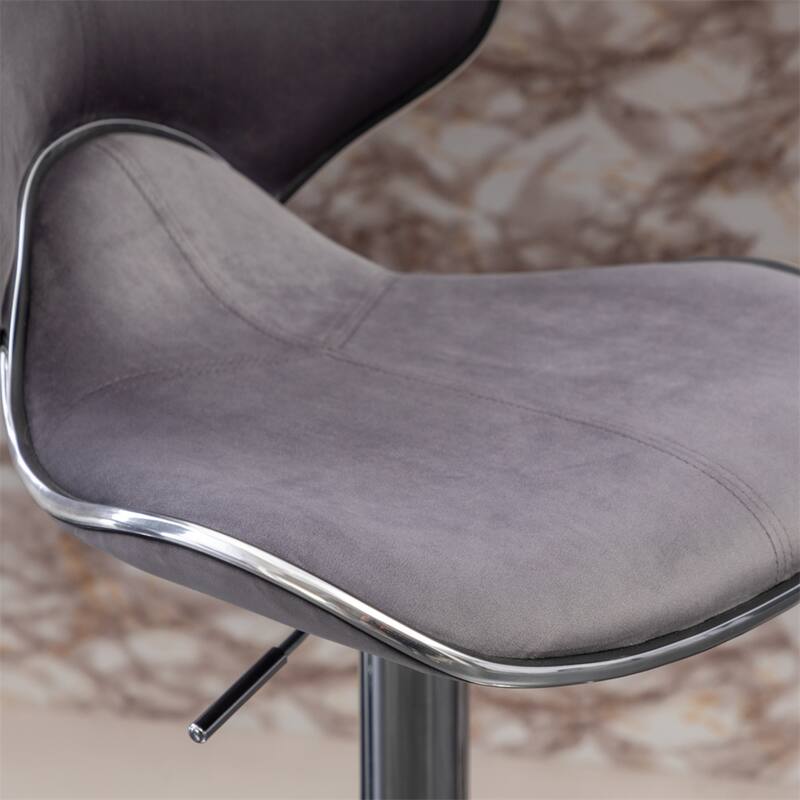 Velvet Upholstered Adjustable 360 Degree Swivel Barstool (Set of 2)