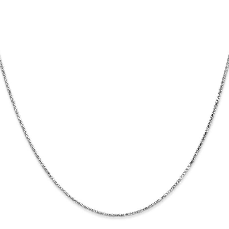 Curata 14k White Gold Solid 1.2mm Round Diamond-Cut Wheat Chain Necklace Options 16 18 20 22 24