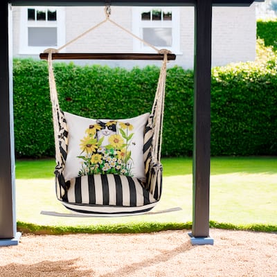 Magnolia Casual Swing Set 4 piece - True Black Stripe w/ Cat with Daisies