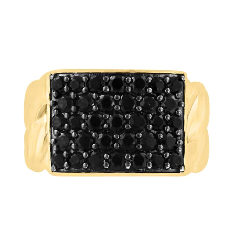 EFFY Men's Gold-Plated 925 Sterling Silver Black Spinel Ring