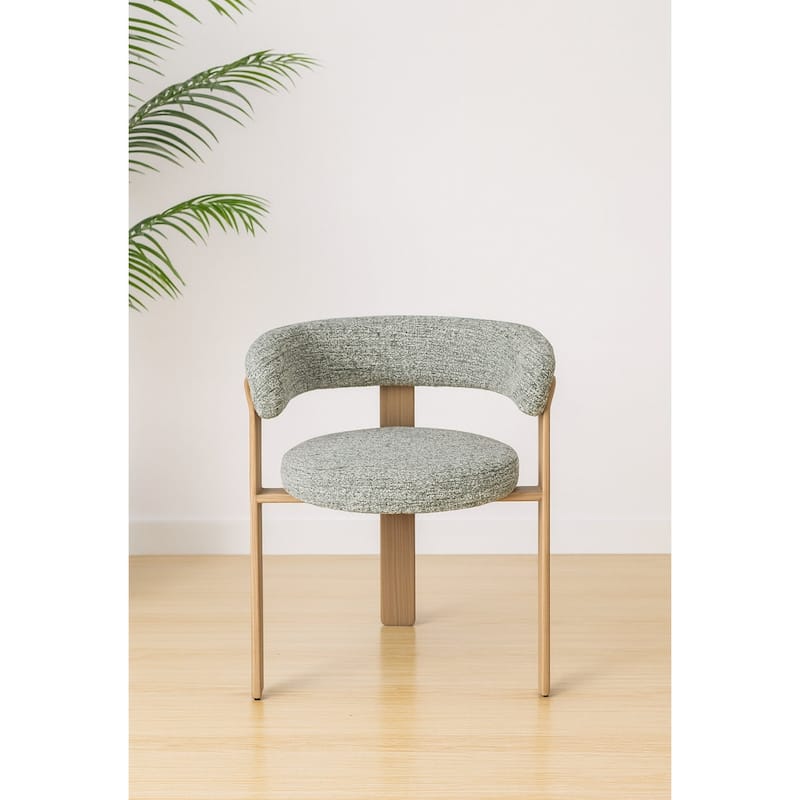 Upholstered 3-leg Wood-look Metal Frame 2pc Dining Chairs - N/A