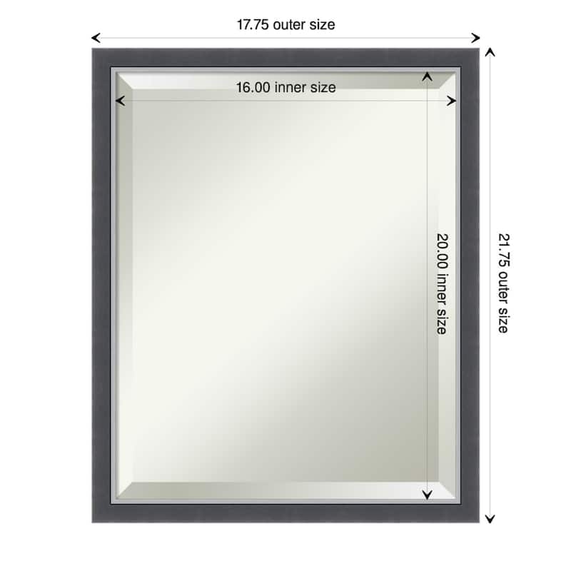 Beveled Wall Mirror - Eva Black Silver Thin Frame - Eva Black Silver Thin - 17.75 x 21.75-inch