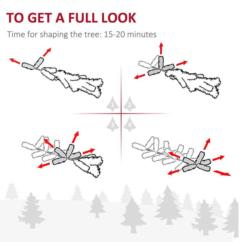 HOMCOM Unlit Snow-Flocked Slim Tree - Realistic Branches - Green