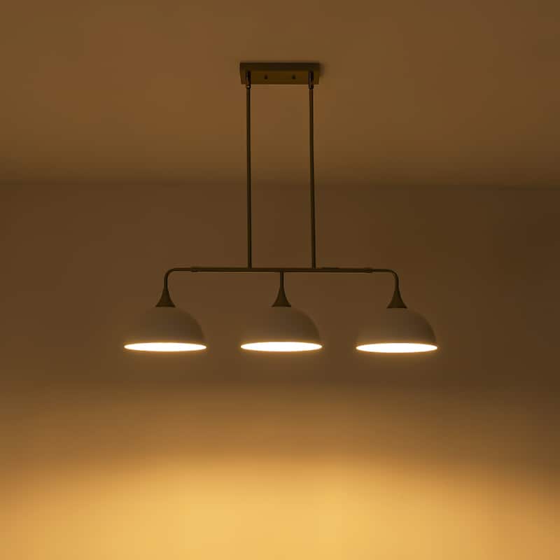 3-Light Industrial Linear Dome Pendant Lights for Kitchen Island