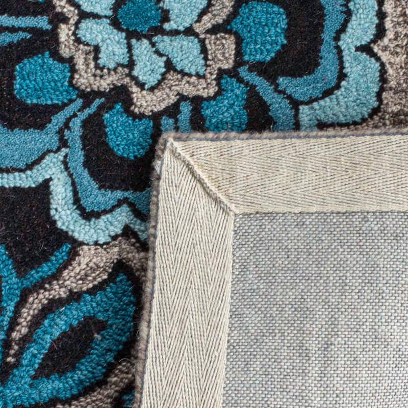 SAFAVIEH Handmade Allure Angie Modern Floral Wool Rug - 4' x 6' - Grey/Blue - Rectangle