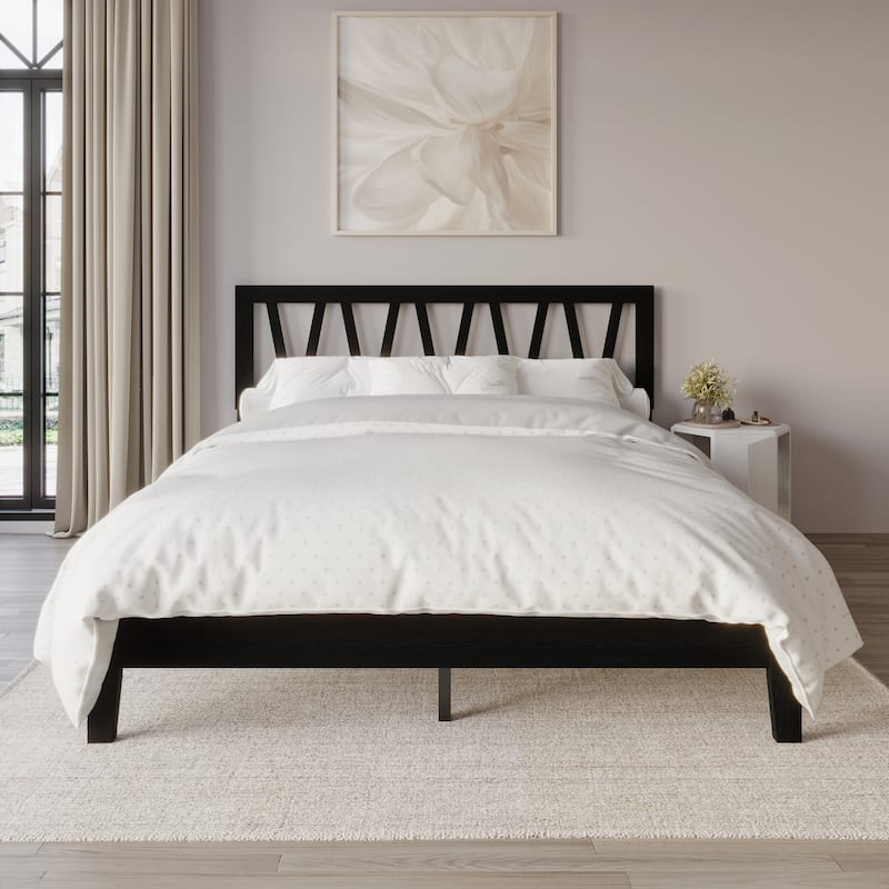 Clayfell Gadsden Solid Wood Panel Bed - Black - King