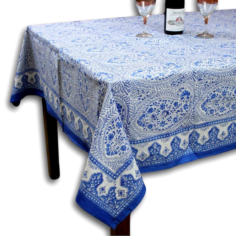 Boho Paisley Floral Block Print Cotton Tablecoth Collection