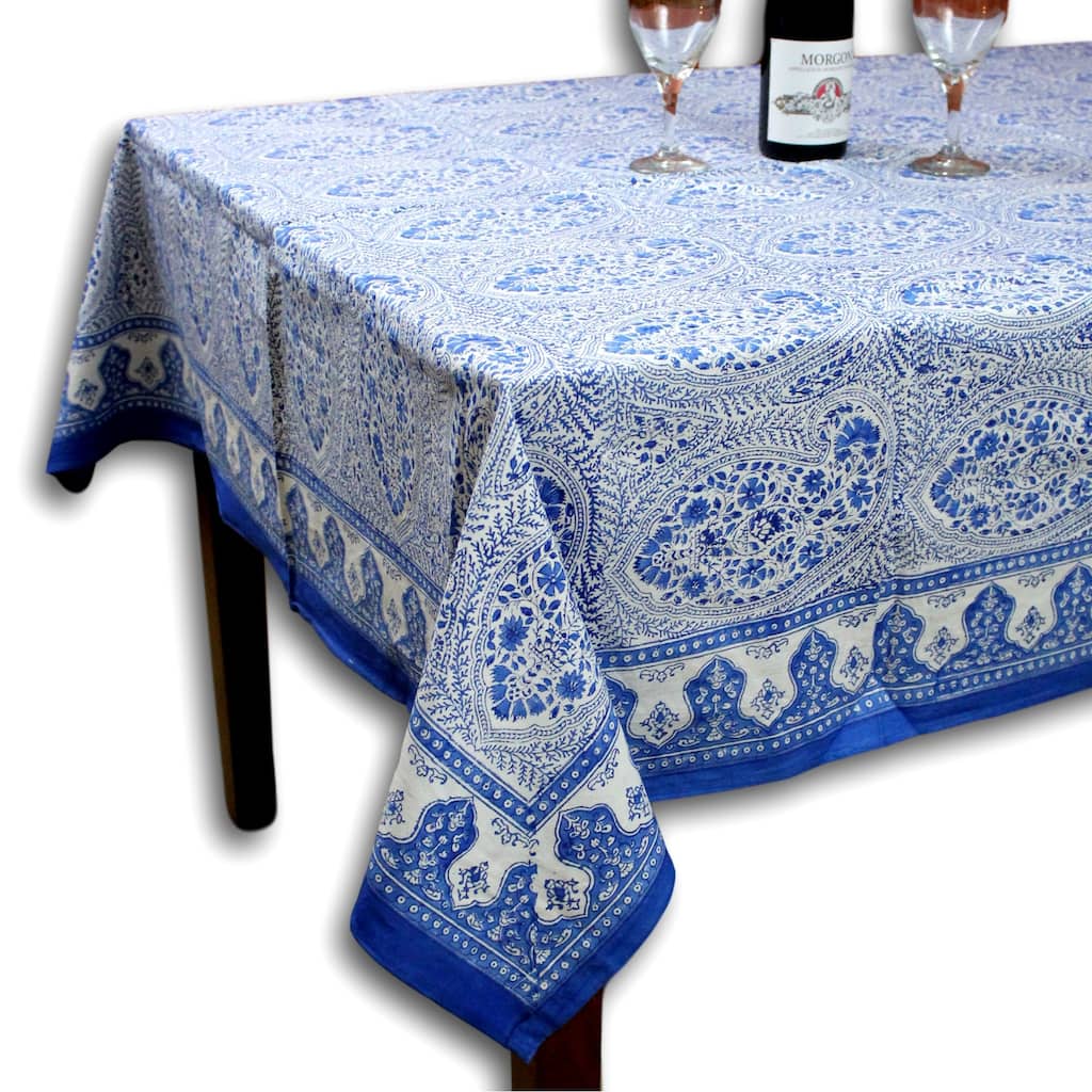 Boho Paisley Floral Block Print Cotton Tablecoth Collection