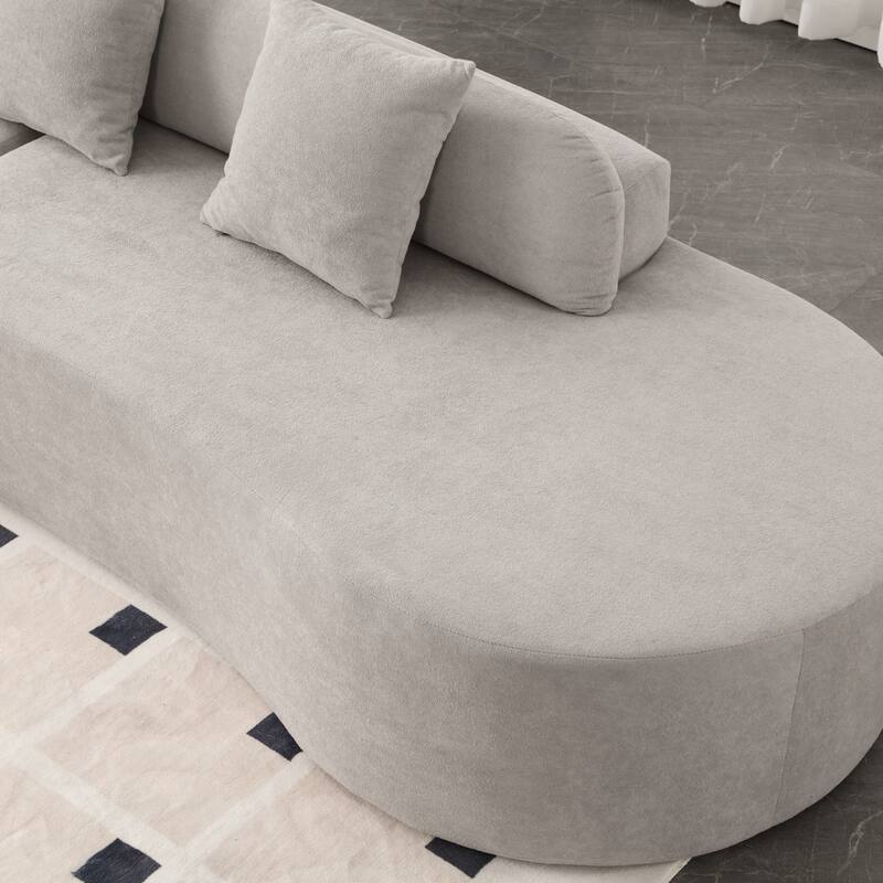 Modern Minimalist Living Room Terrycloth Fabric Modular Sofa with Pillows