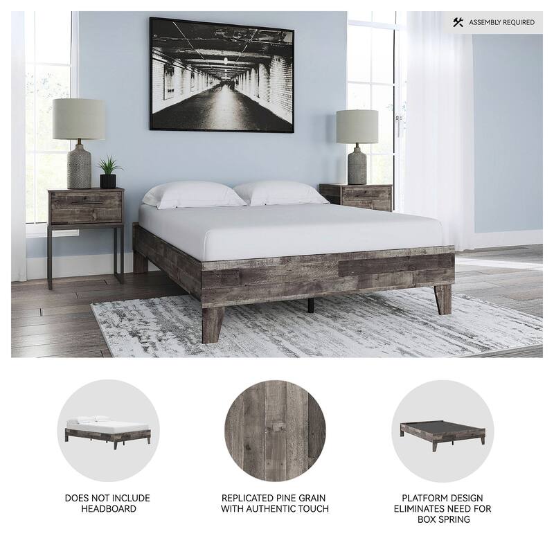 Signature Design by Ashley Neilsville Weathered Woodgrain Platform Bed