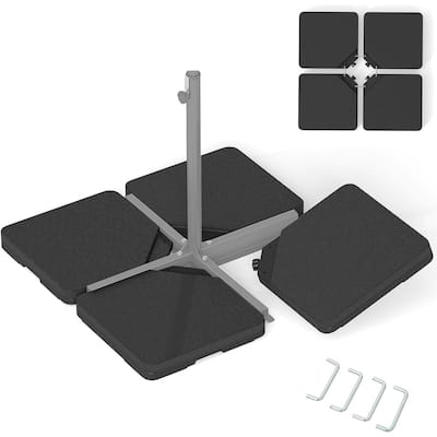 4-Piece Cantilever Stand 225 lbs Fillable Patio Offset Umbrella Base