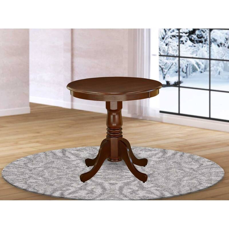 Round Dining Table 30 Inch - Rustic Wood Kitchen Table with Pedestal Base for Small Space Dining