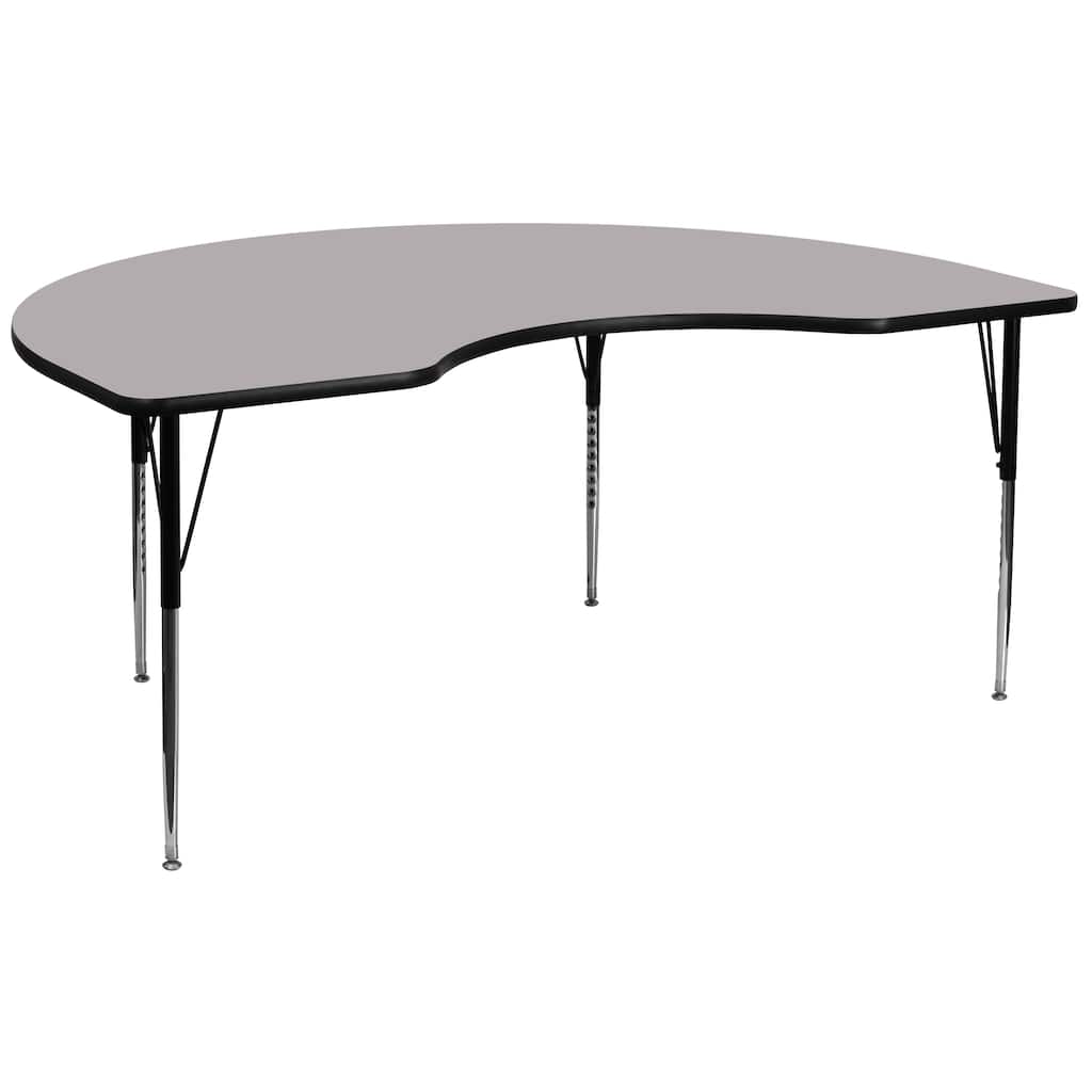 48''W x 96''L Kidney Thermal Laminate Activity Table - Adjustable Legs
