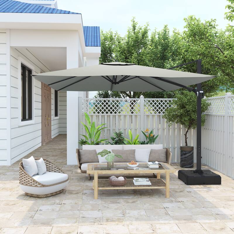 11FT Square Cantilever Patio Umbrella in Gray (without Umbrella Base) - Grey