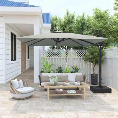 11FT Square Cantilever Patio Umbrella in Gray (without Umbrella Base)