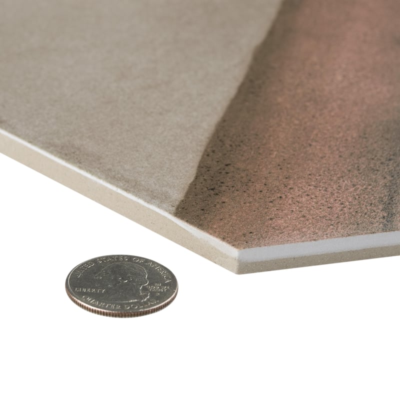 Merola Tile Matter Hex Canvas Taupe Red 7-7/8" x 9" Porcelain Floor and Wall Tile - Case (10 Tiles)