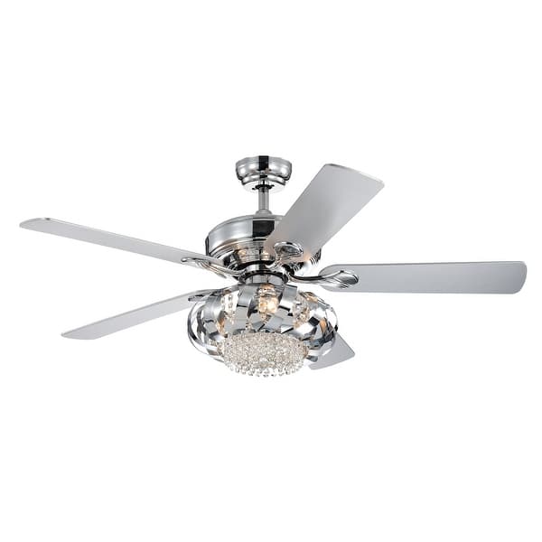 Shop Silver Orchid Ince Chrome 52 Inch 5 Blade Lighted Ceiling Fan Includes Remote Overstock 30267998