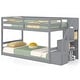preview thumbnail 11 of 18, Costway Twin Over Twin Low Bunk Bed Solid Wood Floor Bunk Bed Frame