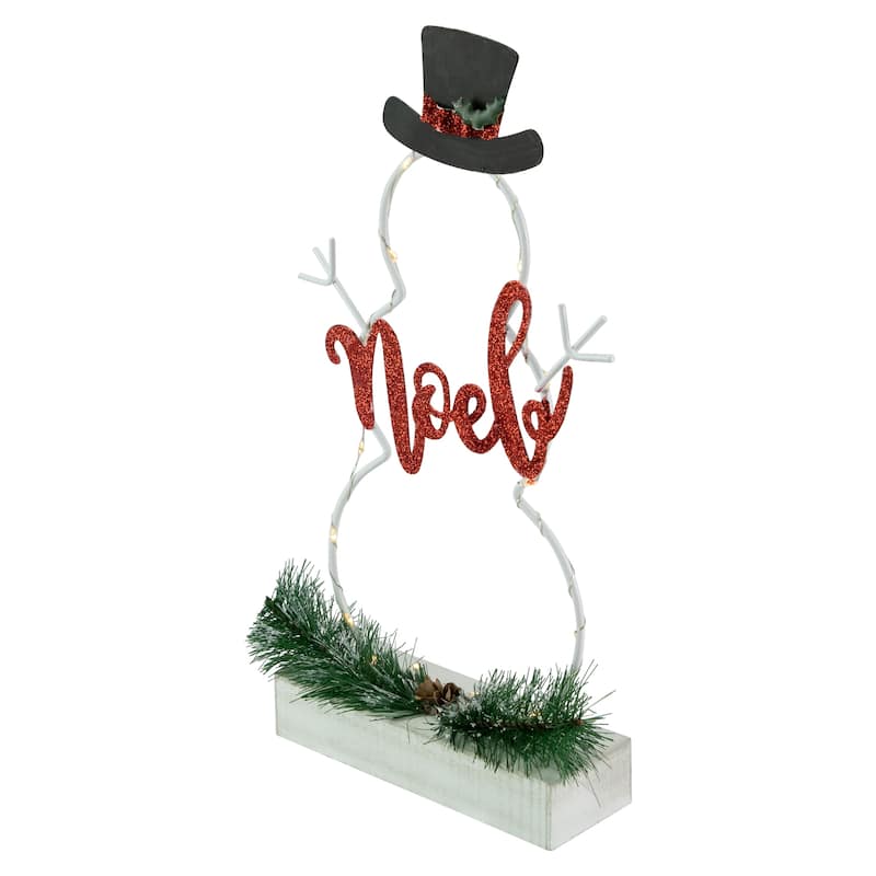12.75" LED Lighted Snowman Silhouette Christmas Noel Sign