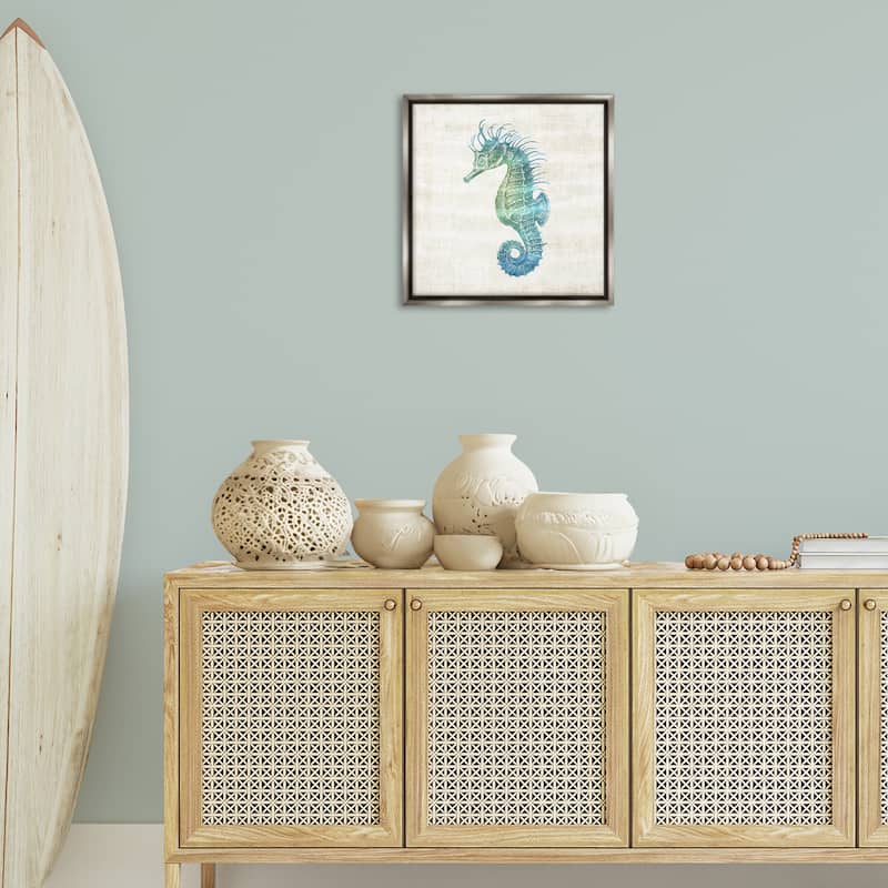 Stupell Ombre Seahorse Expression Framed Floater Canvas Wall Art Design By Susan Arnot