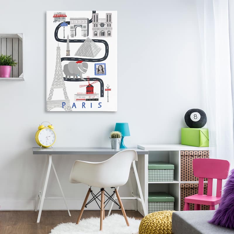 Stupell Paris Whimsical Travel City Canvas Wall Art Design By Carla Daly
