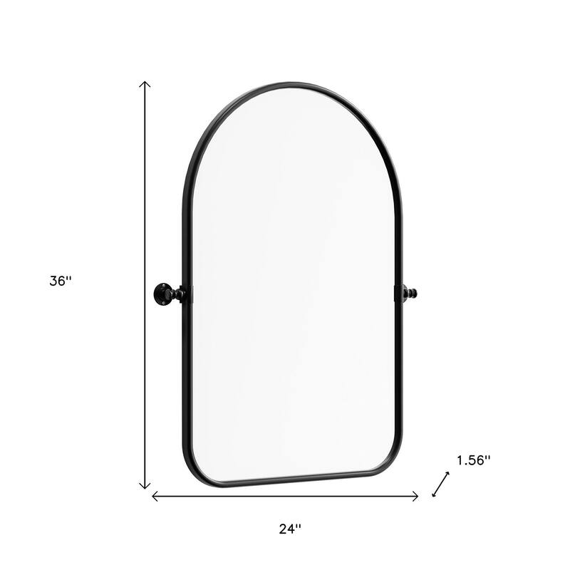 HomeRoots 36" Black Metal Arch Framed Accent Mirror - 24.00 in. x 36.00 in. x 1.56 in.