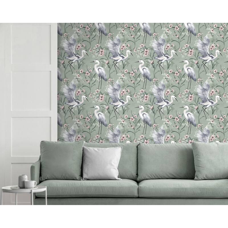 Fine Decor Simonetta Seafoam Heron Wallpaper